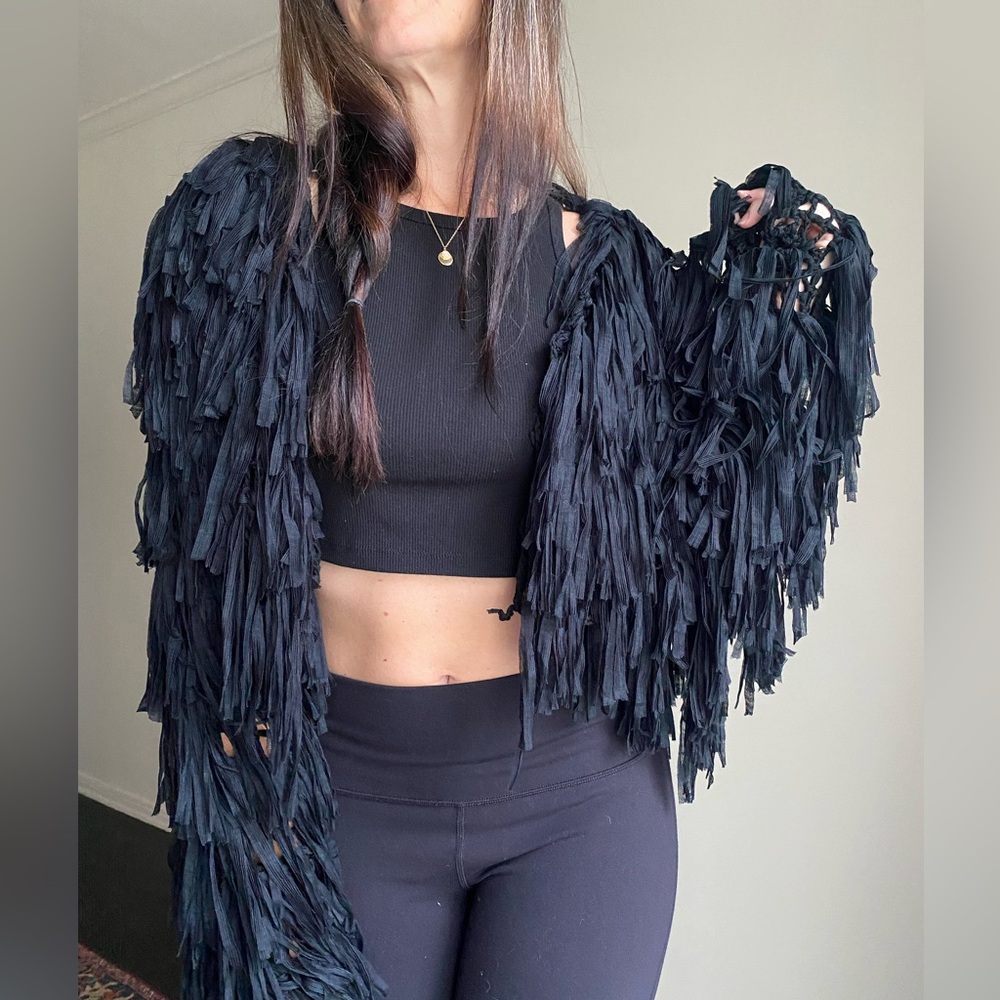 Dolls Kill Black Fringe Cardigan